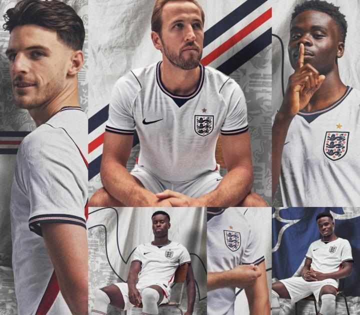  英格兰队2026世界杯球衣正式亮相，主场经典白色延续传统；客场大胆采用红色上衣搭配海军蓝短裤，彰显新时代自信风貌。 体育新闻